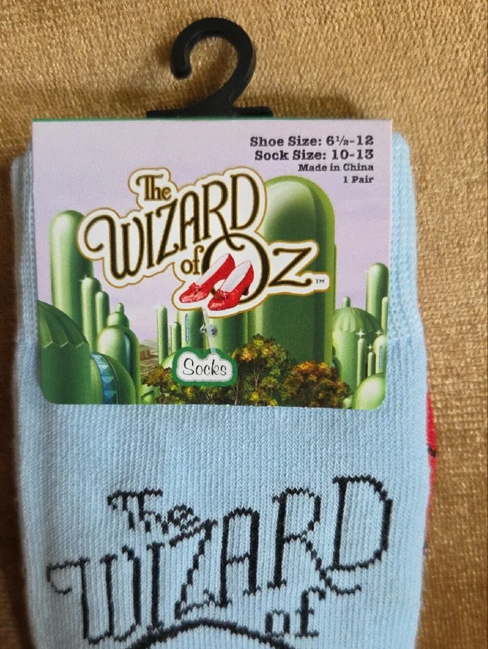 Wizard of Oz Light Blue Crew Socks with Red Toe